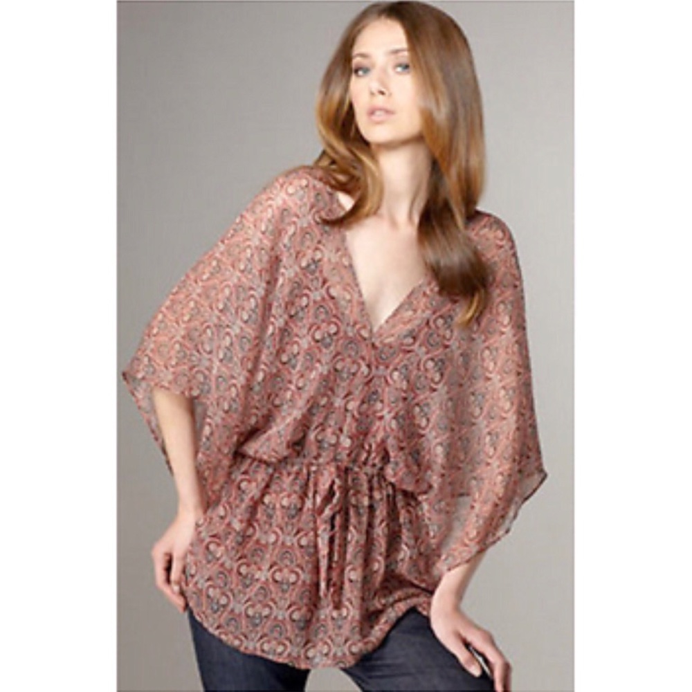 Ella Moss Layered Chiffon Kimono Sleeve Blouse S